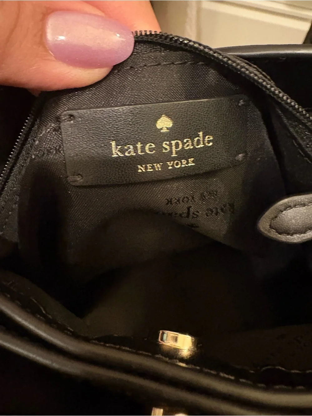 Kate Spade | Lena Bucket Handbag | Black Leather w/Suede - Picture 14 of 17